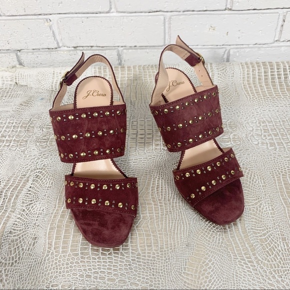 J. Crew Stella Red Heels in Studded Suede - Picture 6 of 8